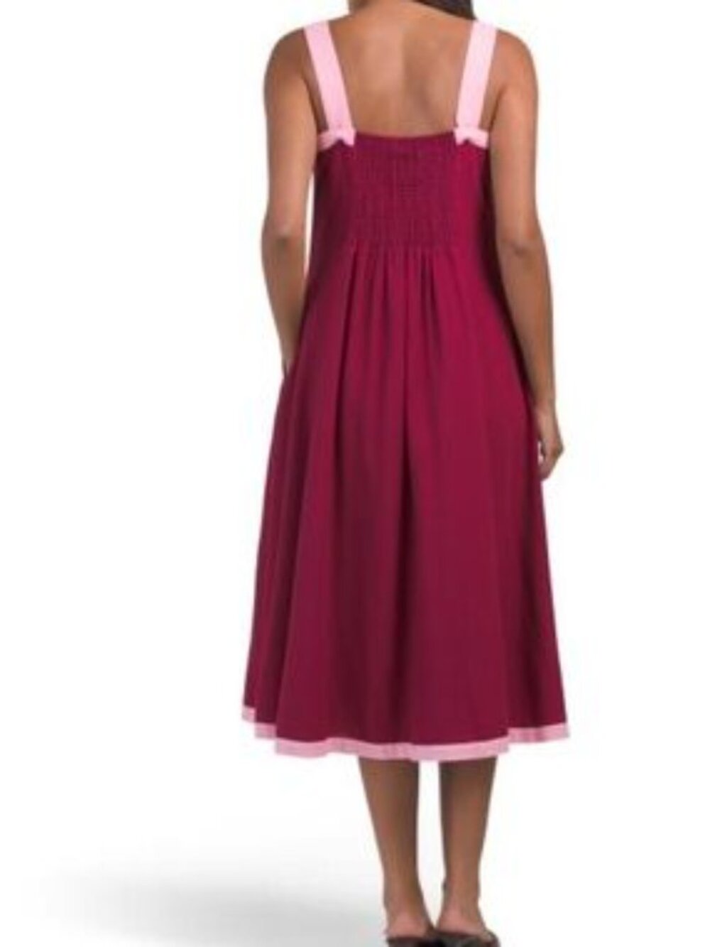 Nicole Miller Sleeveless Midi Dress with Contrast Trim - Raspberry Pink - Picture 2 of 2